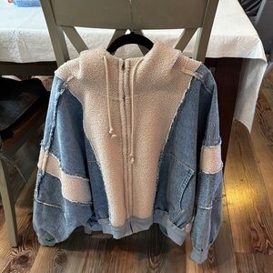 Cozy Sherpa and Denim Patchwork Jacket